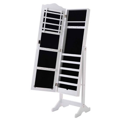 Tangkula Lockable Armoire Mirrored Jewelry Cabinet Dressing Storage Box Organizer