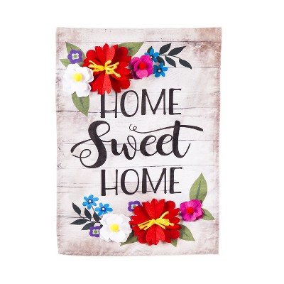 Evergreen Garden Linen flag, Floral Home Sweet Home