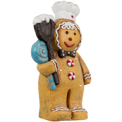17.5" LED Lighted Gingerbread Snowman Chef Figurine