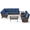 POCASSY 6 Piece Outdoor Sectional Furniture with Swivel Chairs, Brown Wicker L-Shape Sectional Corner Sofa Set with Deep Seat High Back Thick Cushion - 2 of 4