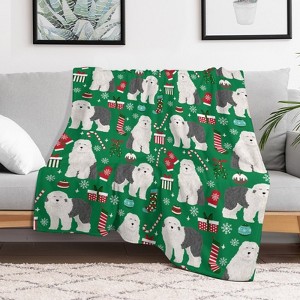 Old English Sheepdog Christmas Christmas Throw Blanket Soft Fleece Christmas Blanket Cozy Flannel Throw for Couch Bed 30x40 inches - 1 of 1
