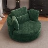 Hrinhom 50.2"W Accent Barrel Chair,360°  Swivel Club Chair with Metal Base-Terracotta - 3 of 4