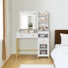COZONY White Vanity Desk with Lighted Mirror & Power Outlet – Large Makeup Vanity Table with Drawers & Shelves - 4 of 4