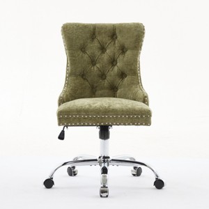 ChicFurnit Task and Office Chairs Chenille Upholstered Office Chair Swivel Chair Ergonomic Chair for Home Office, Green, 24.8"*19.4"*38.6" - 1 of 4