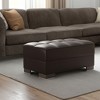 HomeRoots 52" Brown Faux Leather Tufted Storage Ottoman - 2 of 4