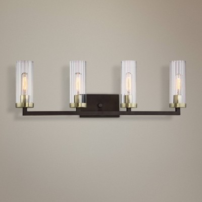 Ainsley Court Aged Bronze and Brass 4-Light Vanity Fixture