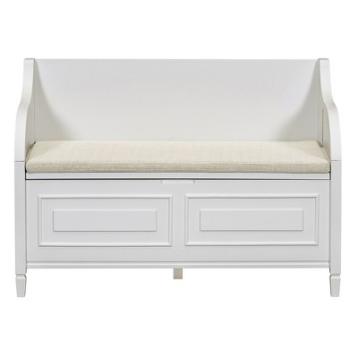 Tramull Rustic Solid Wood Storage Bench with Safety Hinge, Multifunctional Entryway Seat with Hidden Storage