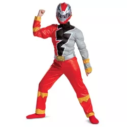 Kids' Power Rangers Red Ranger Dino Fury Muscle Chest Halloween Costume M