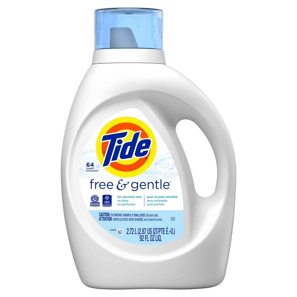 Tide High Efficiency Liquid Laundry Detergent - Free & Gentle - 92 fl oz