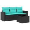 4 Piece Patio Sofa Set with Cushions ,Poly Rattan vidaXL - 2 of 3