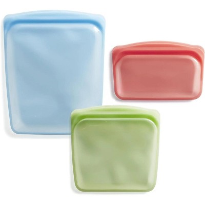 Premium Silicone Reusable Food Storage Bags, 4-Pack Clear Multi-Use Lunch Bags