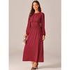 INSPIRE CHIC Women's Crewneck Lantern Long Sleeves A-Line Pleated Chiffon Maxi Formal Dress - 2 of 4