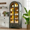 Fredees 73" Tall Arched Display Cabinet, 4-Tier Curio Cabinet with 3-Color LED Lights and Human Sensor, Adjustable Shelf for Toys & Books - 3 of 4