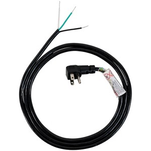 Certified Appliance Accessories® 10-Amp Grounded Right-Angle Plug Head Power Supply Cord, 6ft in Black - 1 of 4