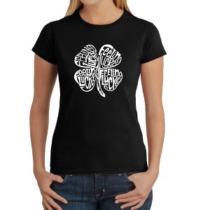 LA Pop Art Women's Word Art T-Shirt - Feeling Lucky - 1 of 4