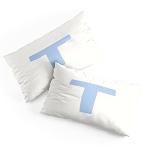 Deny Designs King April Lane Art Block Blue Monogram T Microfiber Printed Pillow Sham - 1 of 3