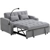 TiramisuBest Modern Velvet Loveseat Futon Sofa with Pullout Bed, Adjustable Backrest, Pillows, USB Ports & Phone Holder, Space-Saving,Light Gray - 2 of 4