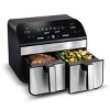 Gourmia 10-Qt. Dual Basket Digital Air Fryer with Smart Finish & Match Cook Black Stainless Steel: 1-Year Warranty, Dishwasher-Safe Parts - 3 of 4