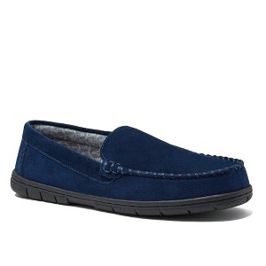 Lands' End Men's Flannel Lined Suede Slip On Moccasin Slippers - 1 of 4