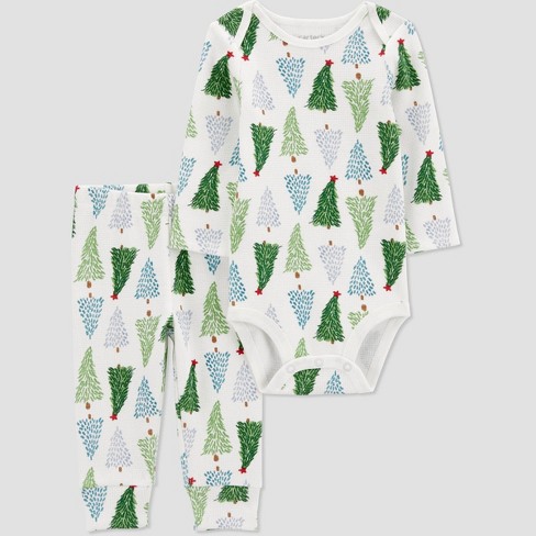 Carter s Just One You Baby Christmas 2pc Tree s Top Bottom Set Green white Target