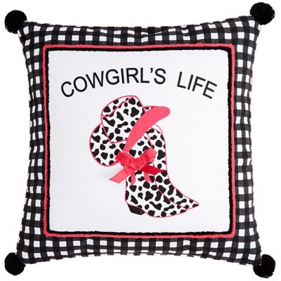 The Lakeside Collection Cowgirl Embroidered Accent Pillow