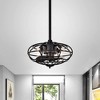 3-Blade Monti Fandelier with Caged Metal Frame Black - Warehouse Of Tiffany - 2 of 4