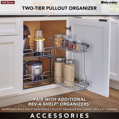 Rev-A-Shelf 18 Inch Pull Out Steel Wire Basket Shelf Storage Shelf Organizer for Kitchen Side Cabinets 2-Tier, Silver, 548-06CR-1 — фото 6