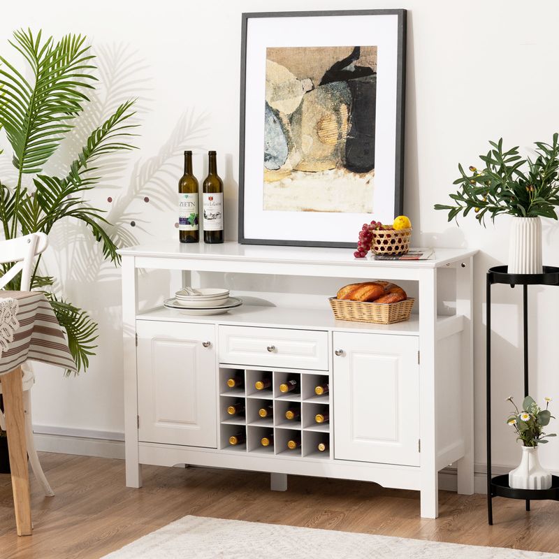 Costway Storage Buffet Sideboard Table Kitchen Sever Cabinet Wine Rack White, 2 of 11