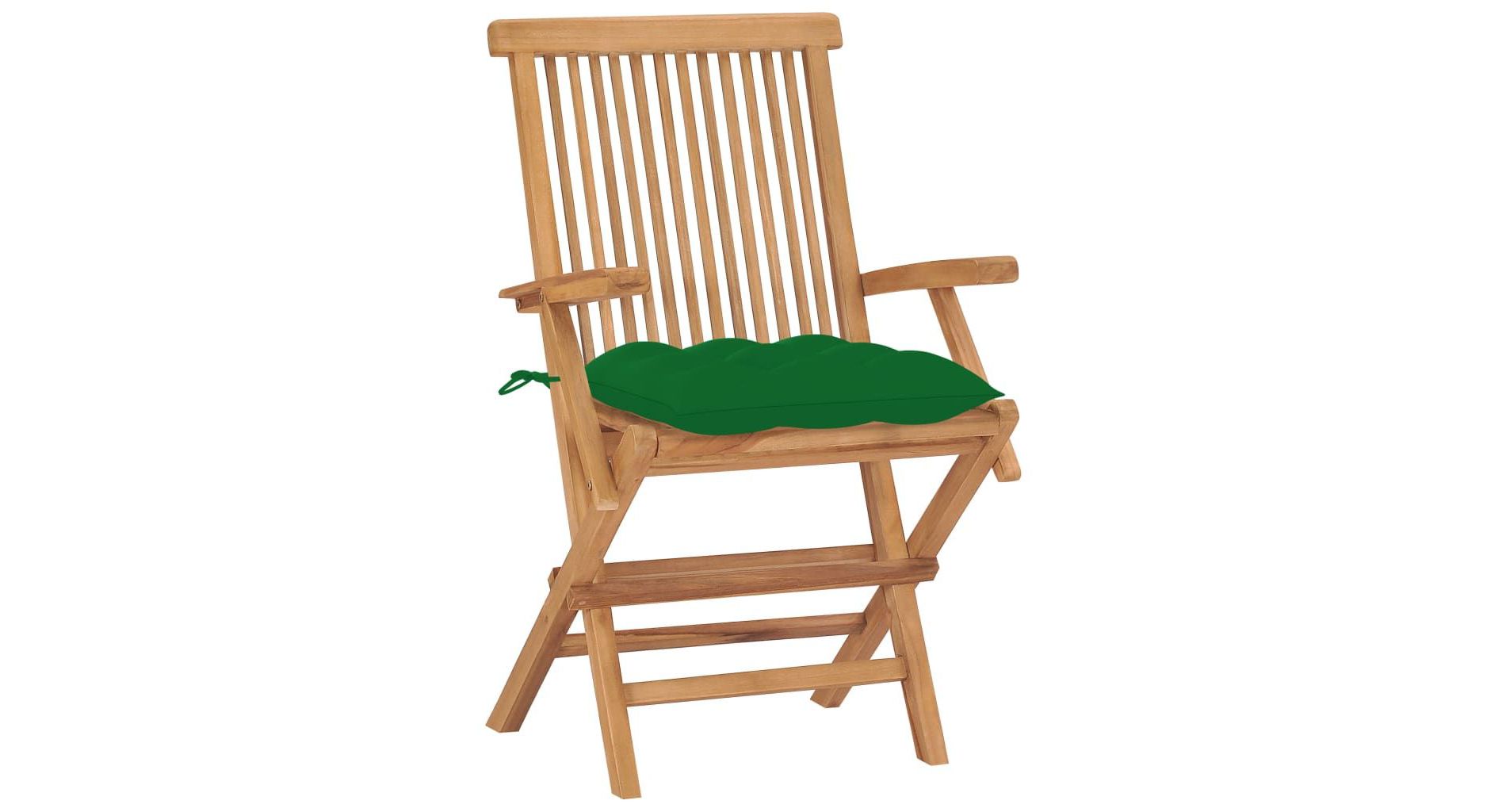 vidaXL - Teak Wood Patio Chairs/Outdoor Garden Lounge Seats with Green Cushions/Foldable and Easy to Store