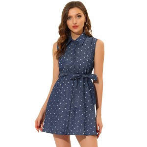 INSPIRE CHIC Women's Point Collar Sleeveless Dress - 1 of 4