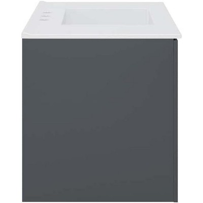 Sleek Gray and White 36" Wall-Mount Modern Bathroom Vanity