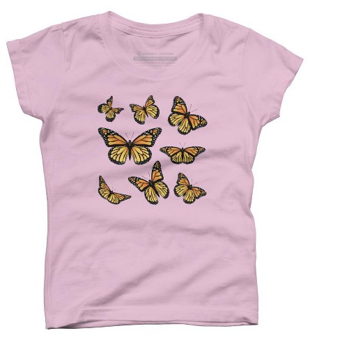 Girl's Design By Humans Monarch Butterfly By Annartshock T-shirt - Pink ...