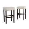 PAGED Saddle Bar Height Stools Set of 2, Modern Wooden Faux Leather Counter Stool Chair with Nailhead Trim for Bar, Kitchen - 2 of 4