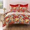 Greenland Home Fashions Poppies Quilt Set – 3-Piece, Bold Red Botanical Floral Design - 2 of 4