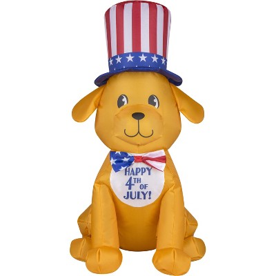 Gemmy Airdorable Airblown Inflatable Patriotic Dog, 2 ft Tall, Orange