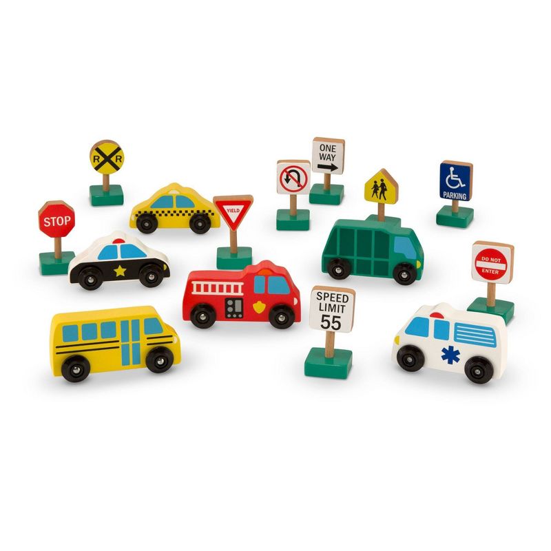 Melissa &#38; Doug Wooden Vehicles and Traffic Signs With 6 Cars and 9 Signs, 1 of 11