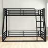 Twin XL Over Queen Metal Floor Bunk Bed Frame with Guardrails and Ladder, Space-Saving Heavy-Duty Bed ,kids bed - 4 of 4