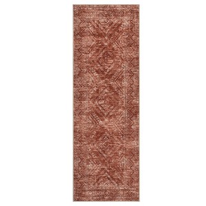 Modern Washable Geometric Rug – Ultra-Soft Distressed Accent Carpet with Non-Slip Backing - 1 of 4