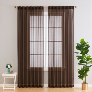 HLC.ME Lauren Semi Sheer Light Filtering Transparent Pocket Top & Back Tab Lightweight Window Curtain Panels, Set of 2 - 1 of 4
