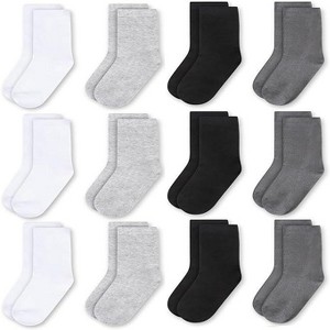 Black/Gray/White 12 pack socks for Girls or Boys, Little Kids Ages 6-10 Years - 1 of 1