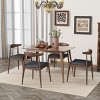 Rubberwood Dining Chairs Set of 2 with Curved Backrest and Upholstered Seat, Mid-Century Accent Chairs for Dining or Living Room–Tanpinhause - 2 of 4