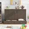 Whisen Wood Queen Size Mobile Murphy Bed with Drawer and Little Shelves on Each Side - 2 of 4