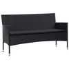 vidaXL 5 Piece Patio Lounge Set With Cushions Poly Rattan Black - 3 of 4