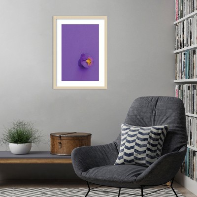 Lavender Pansy Framed Print with Natural Wood Frame