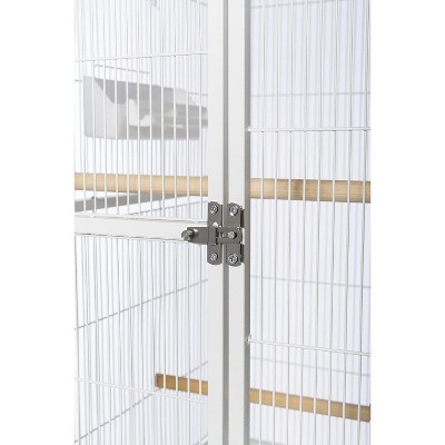 Chalk White 59.25'' Steel Flight Bird Cage with Stand
