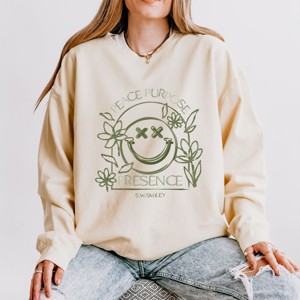 S.W.Smiley Peace Purpose Presence - Women's Lightweight Garment Dyed Sweatshirt - 1 of 4