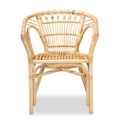 Bohemian Bali Low Slat Rattan and Cane Brown Arm Chair