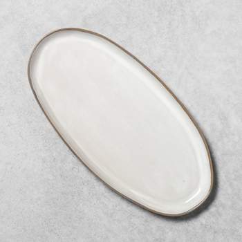Medium Stoneware Reactive Glaze Oval Serving Tray Gray - Hearth & Hand™ with Magnolia