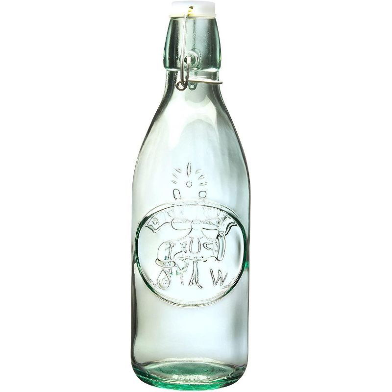 Amici Home Italian Recycled Green Water Tap Glass Bottle, 34oz, Set of 2, 3 of 5
