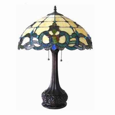 Victorian Elegance 18" Bronze Stained Glass Table Lamp